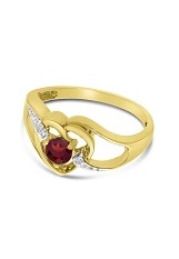 handsome 14k gold diamond heart garnet gemstone baby birthstone ring